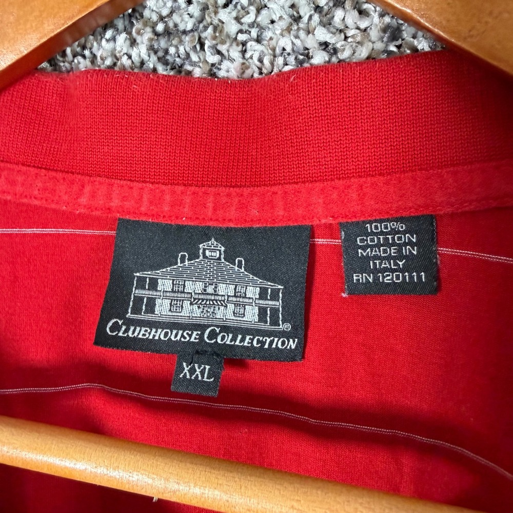 Masters Clubhouse Collection Red Striped Golf Polo Shirt Mens XXL Made in Italy - Picture 2 of 10